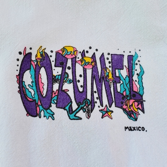 Cozumel Mexico Men's Medium ? Vintage Zip Jacket 90s Hoodie White Light Vacation - Picture 4 of 15